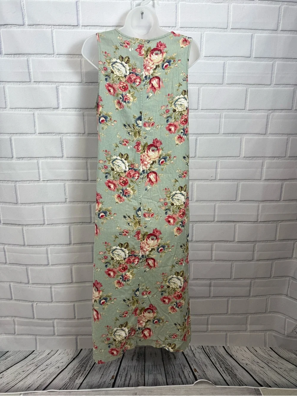 Floral Maxi Dress Sleeveless Side Slit romantic bohemian Cottagecore Boho Size L